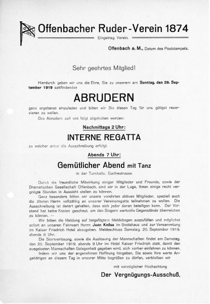 Einladung Abrudern 1919